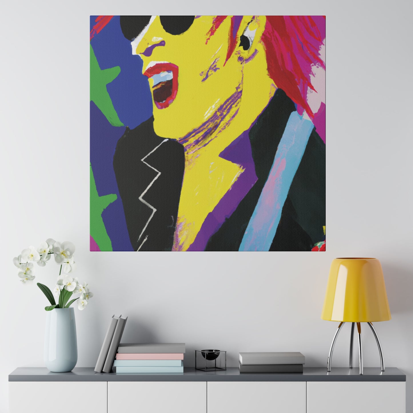 9751P - Rockstar Painting Print | Face | Abstract | Poster | Home Decor | Wall Art | Music Art | Canvas