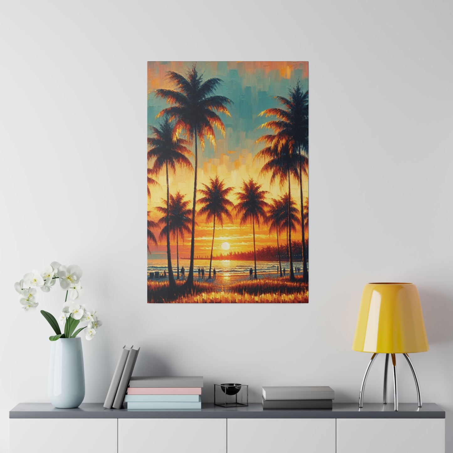 2753B - miami beach art, sunset background, ocean art work, beach art work, sunset designs, miami beach painting, miami beach print