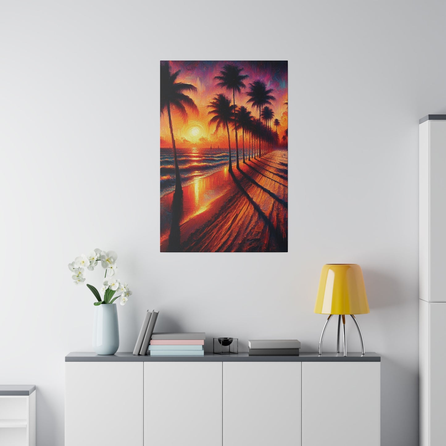 7132Q - miami beach art, sunset background, ocean art work, beach art work, sunset designs, miami beach painting, miami beach print