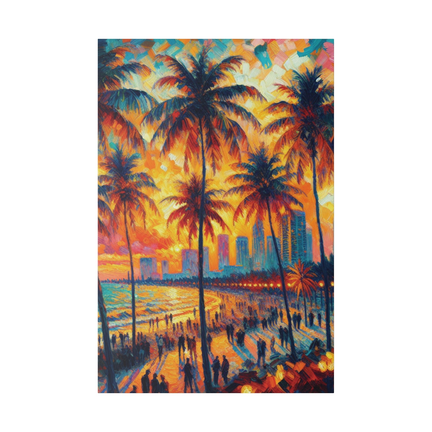 5318W - miami beach art, sunset background, ocean art work, beach art work, sunset designs, miami beach painting, miami beach print