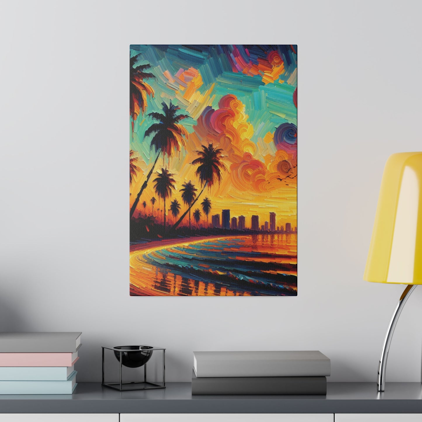 3726Z - miami beach art, sunset background, ocean art work, beach art work, sunset designs, miami beach painting, miami beach print