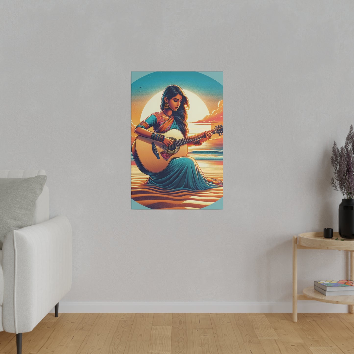 2547G - music art work, musician gift ideas, sunset background, sunset designs, ocean art work, beach art work, guitar art work, guitar player