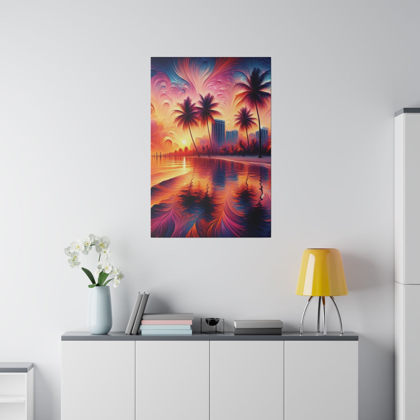 4732H - miami beach art, sunset background, ocean art work, beach art work, sunset designs, miami beach painting, miami beach print