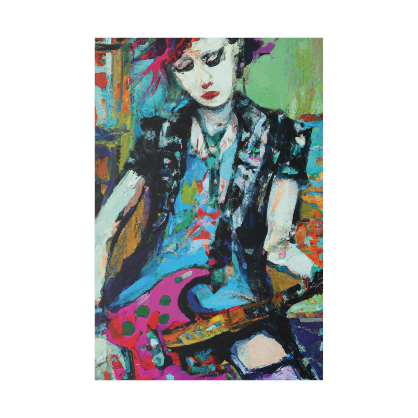 8725A - Rockstar Oil Painting Style Print | Poster | Home Decor | Wall Art | Music Art | Canvas