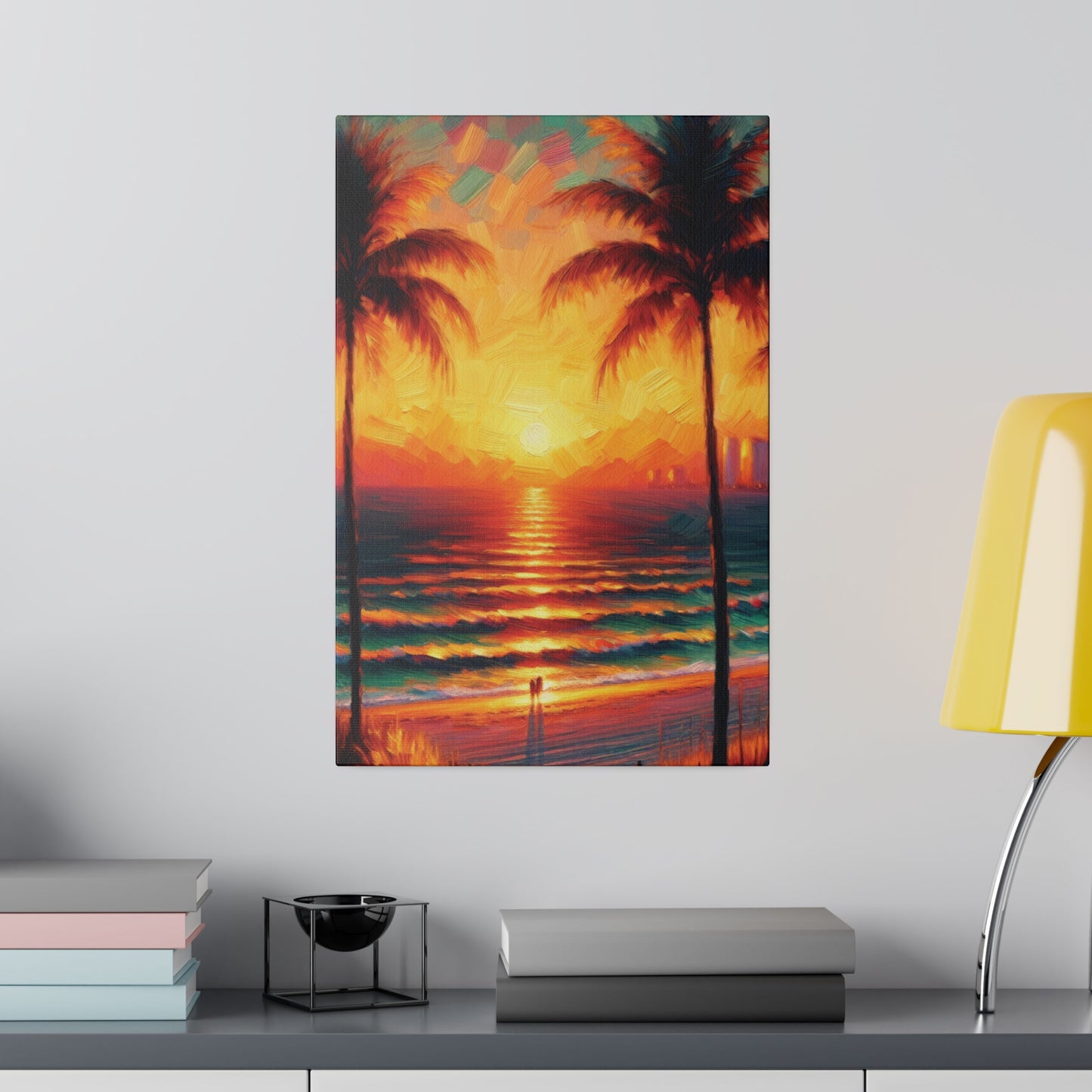 3569G - miami beach art, sunset background, ocean art work, beach art work, sunset designs, miami beach painting, miami beach print