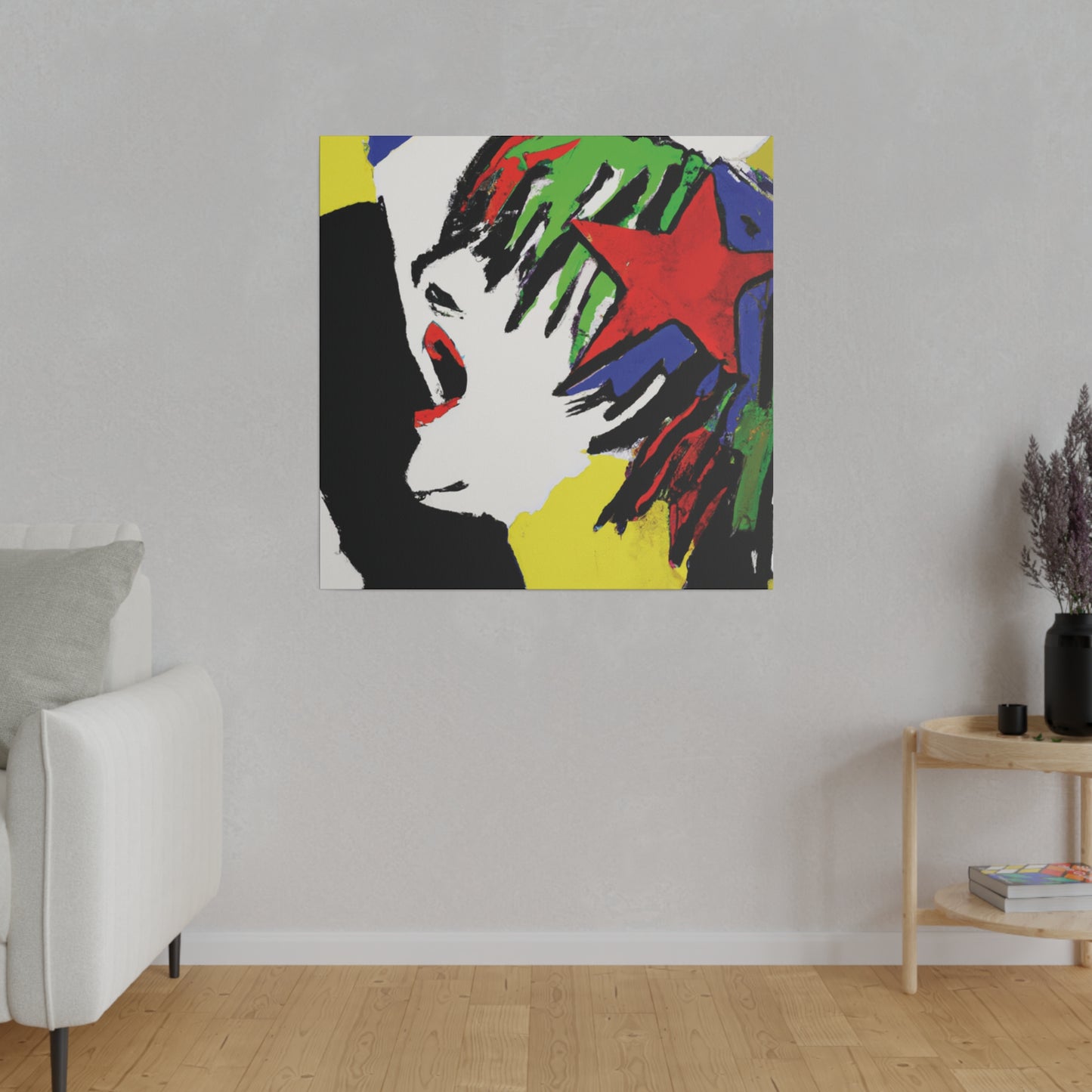 5673W - Rockstar Painting Print | Face | Abstract | Poster | Home Decor | Wall Art | Music Art | Canvas