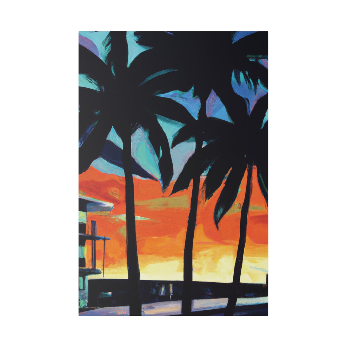 4567W - Miami Beach Sunset Painting Print | Miami | Beach | Sunset | Poster | Home Decor | Wall Art | Canvas