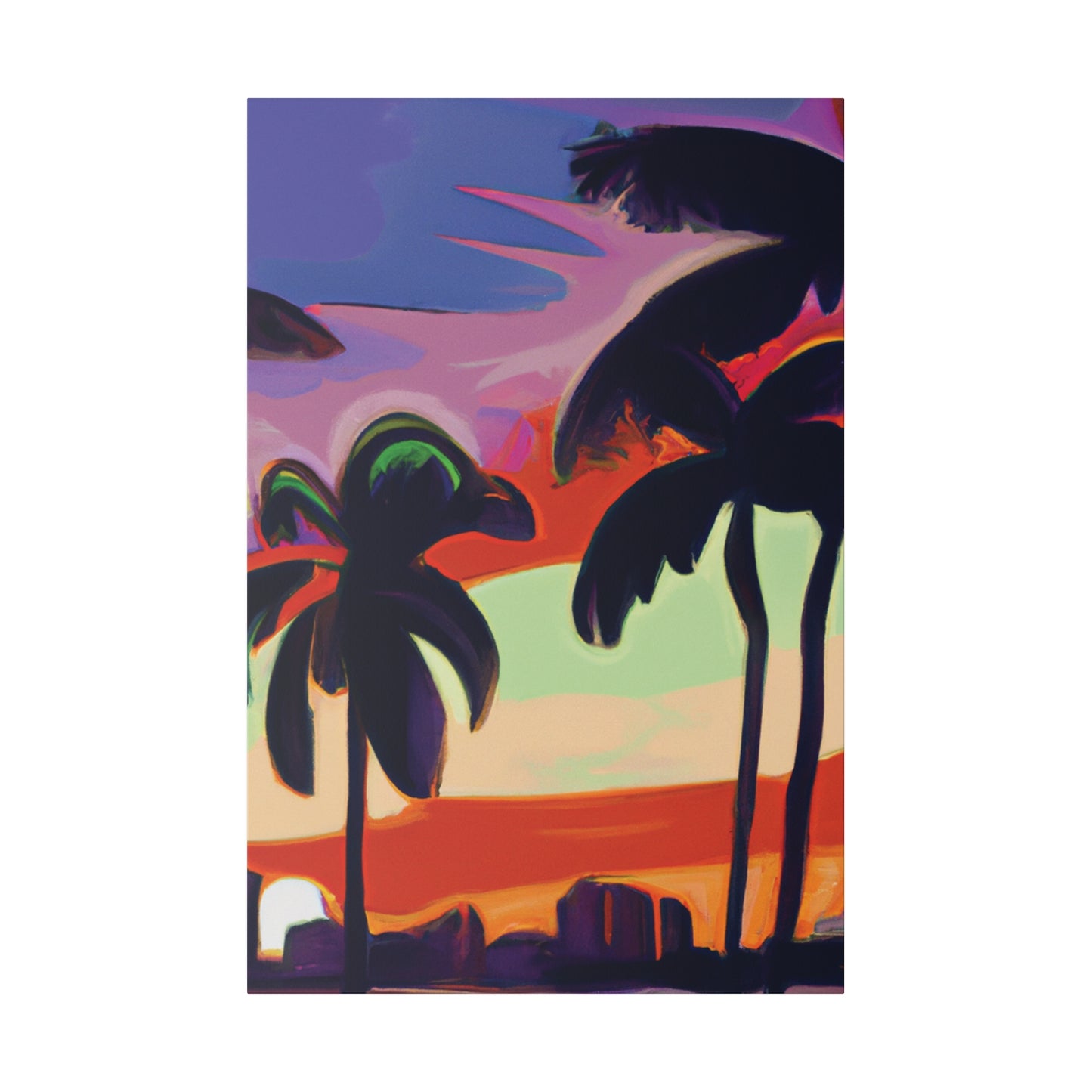 4438V - Miami Beach Sunset Painting Print | Miami | Beach | Sunset | Poster | Home Decor | Wall Art | Canvas