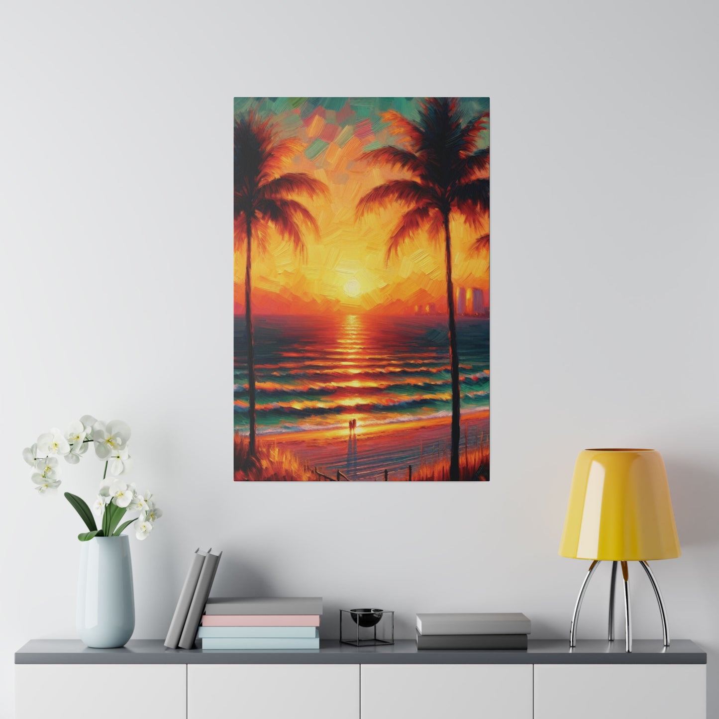 3569G - miami beach art, sunset background, ocean art work, beach art work, sunset designs, miami beach painting, miami beach print