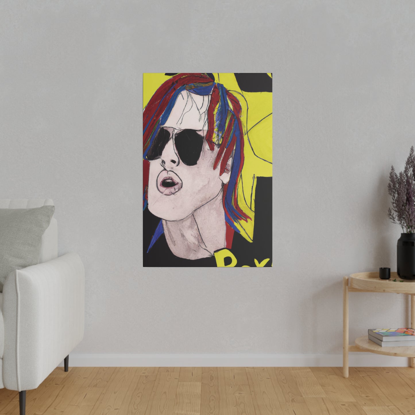 5296W - Rockstar Painting Print | Face | Abstract | Poster | Home Decor | Wall Art | Music Art | Canvas