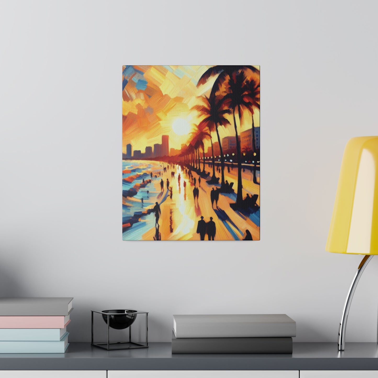 7846G - Miami Beach Sunset Painting Print | Miami | Beach | Sunset | Poster | Home Decor | Wall Art | Canvas