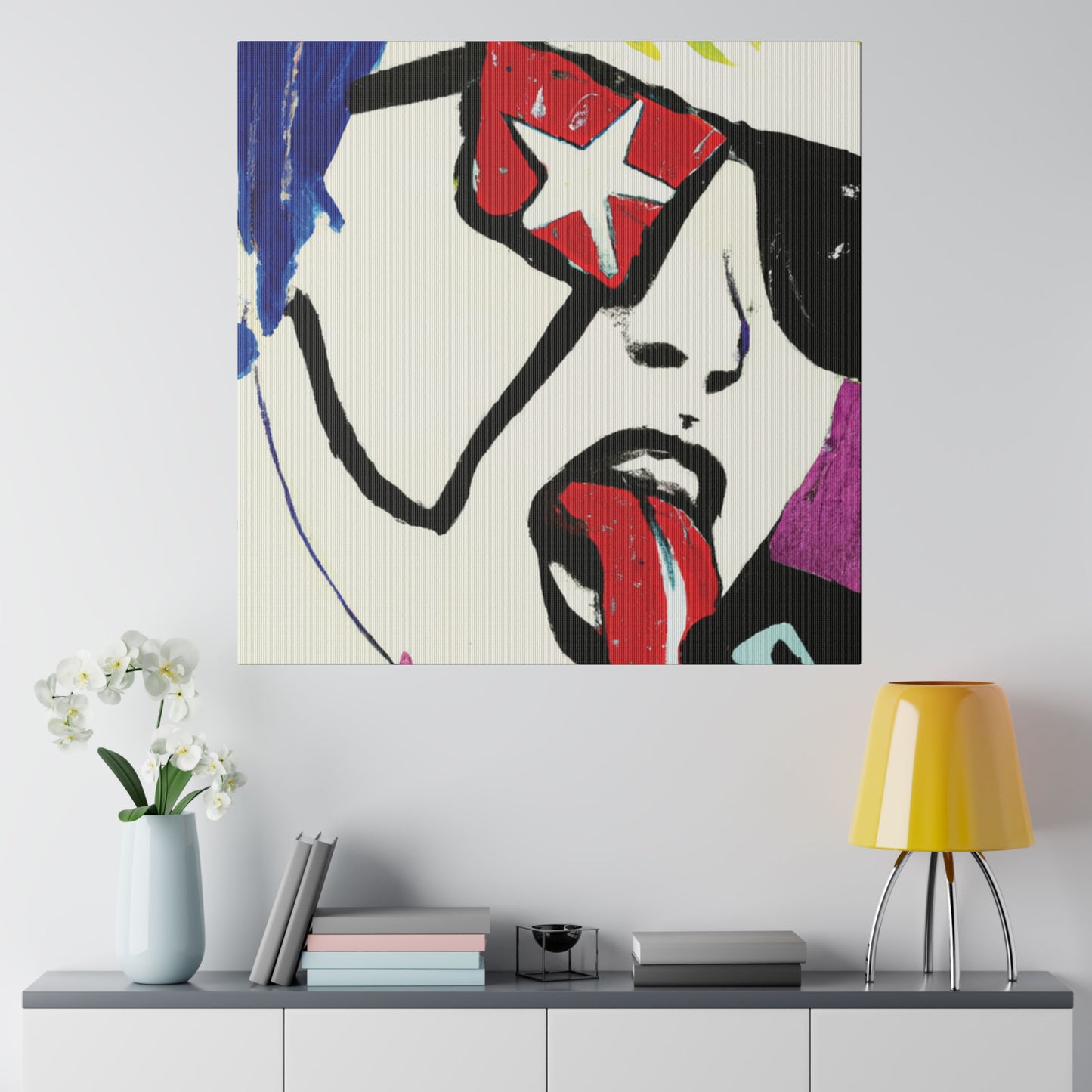 2035C - Rockstar Painting Print | Face | Abstract | Poster | Home Decor | Wall Art | Music Art | Canvas