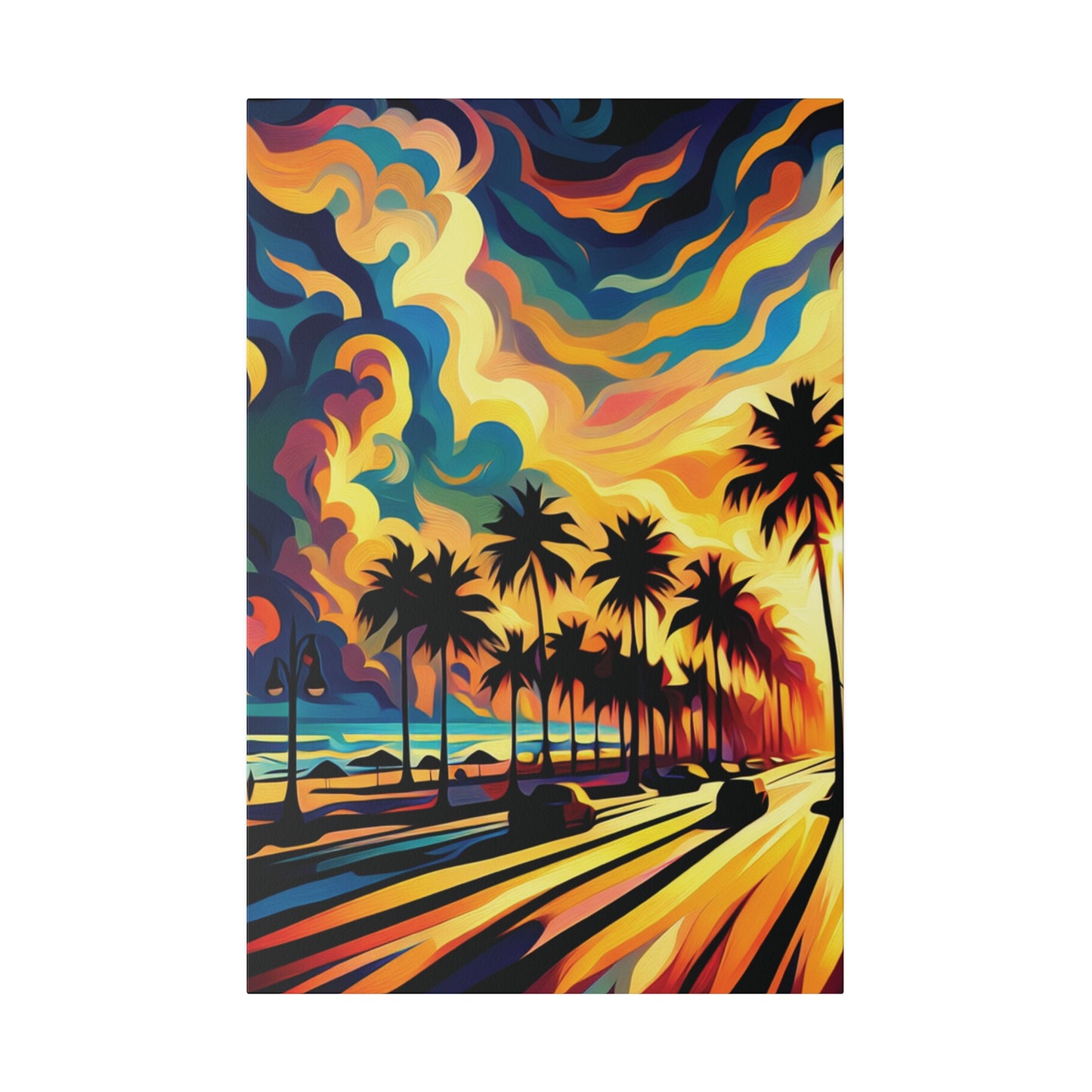 3587J - miami beach art, sunset background, ocean art work, beach art work, sunset designs, miami beach painting, miami beach print