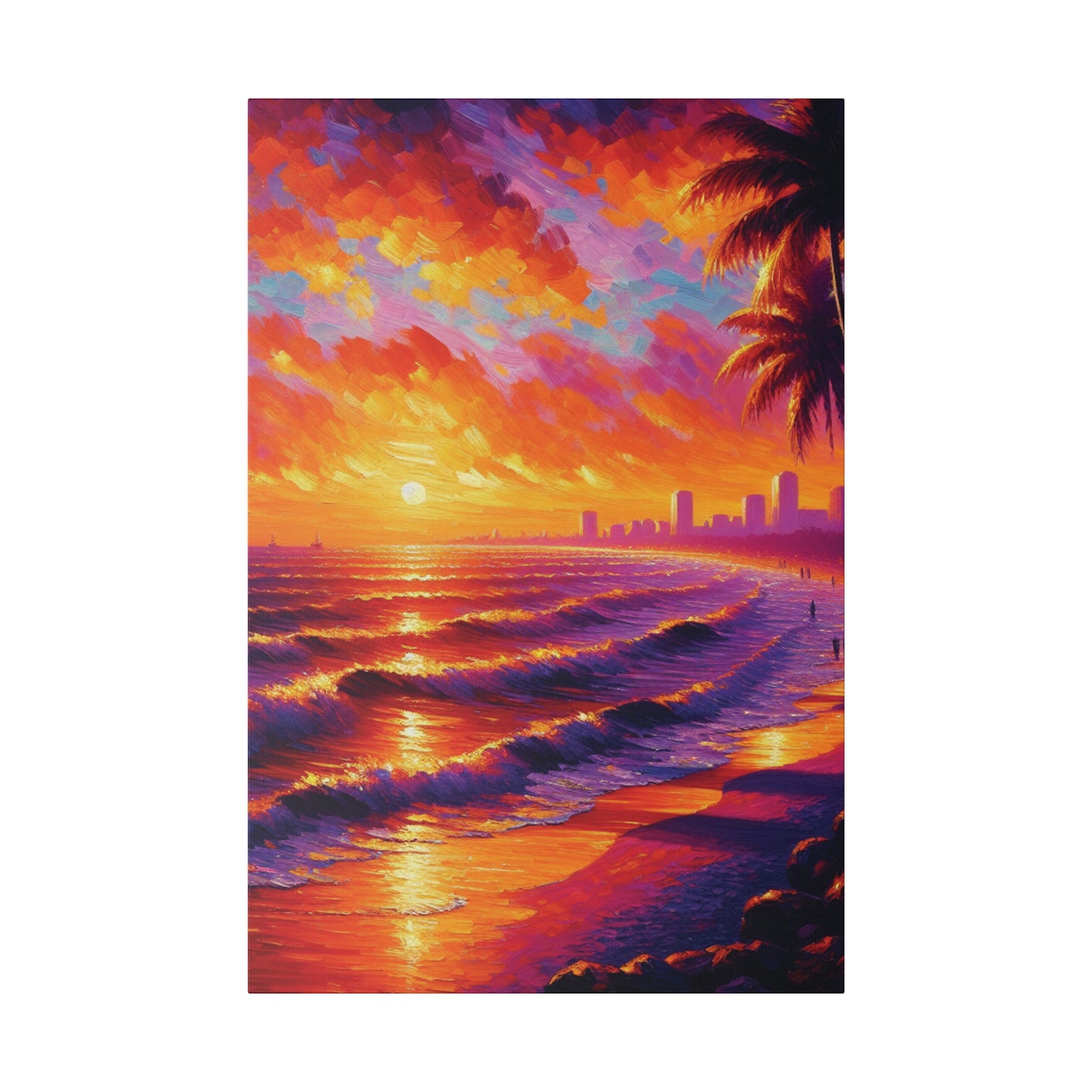 7543E - miami beach art, sunset background, ocean art work, beach art work, sunset designs, miami beach painting, miami beach print