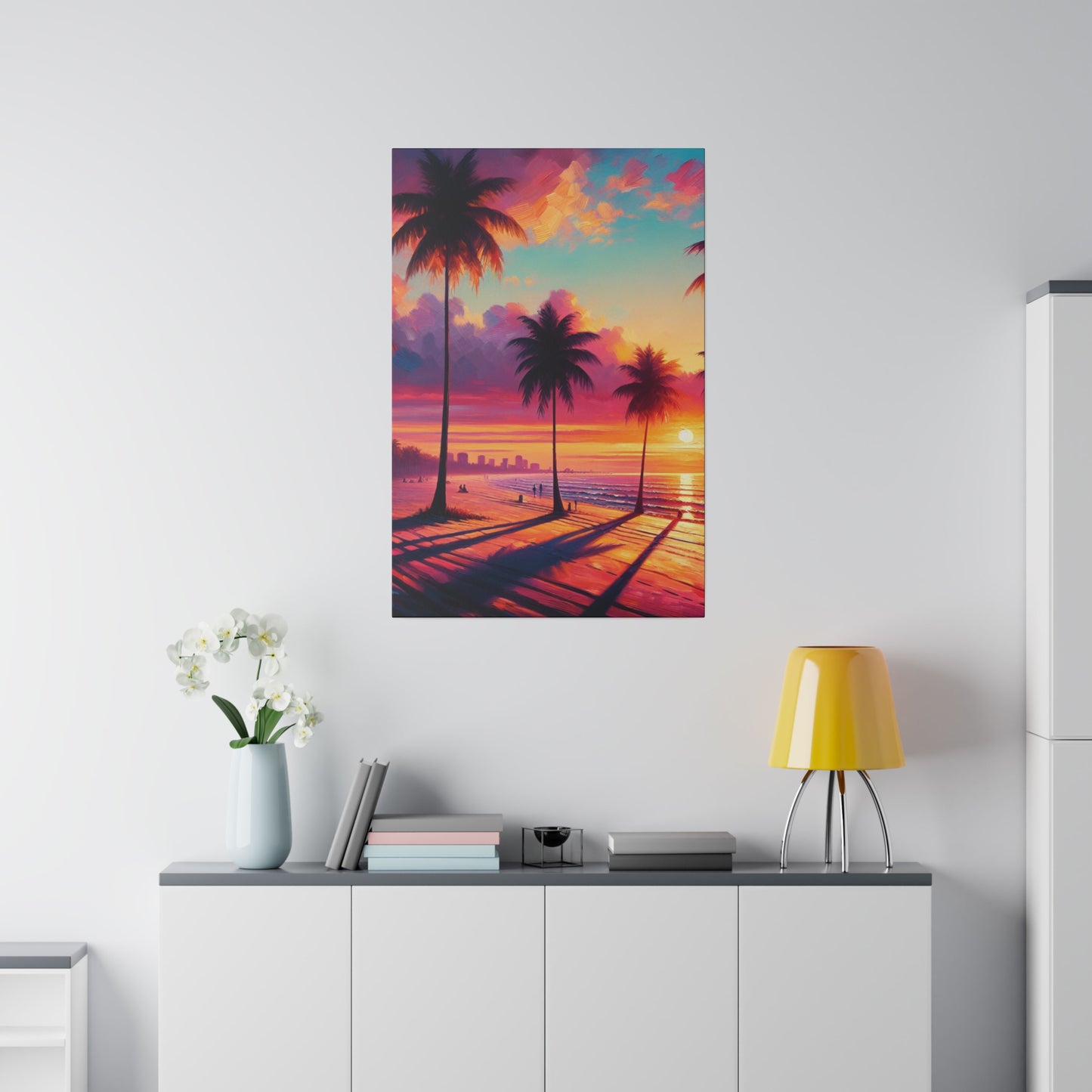 3796Q - miami beach art, sunset background, ocean art work, beach art work, sunset designs, miami beach painting, miami beach print