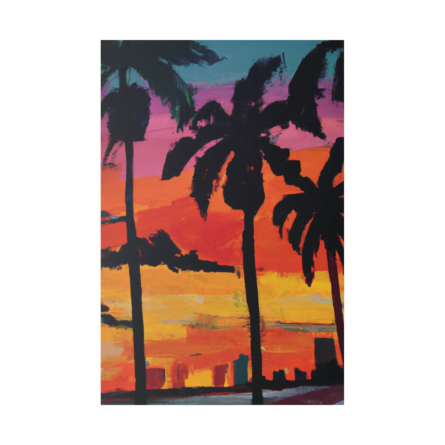 7389S - Miami Beach Sunset Painting Print | Miami | Beach | Sunset | Poster | Home Decor | Wall Art | Canvas