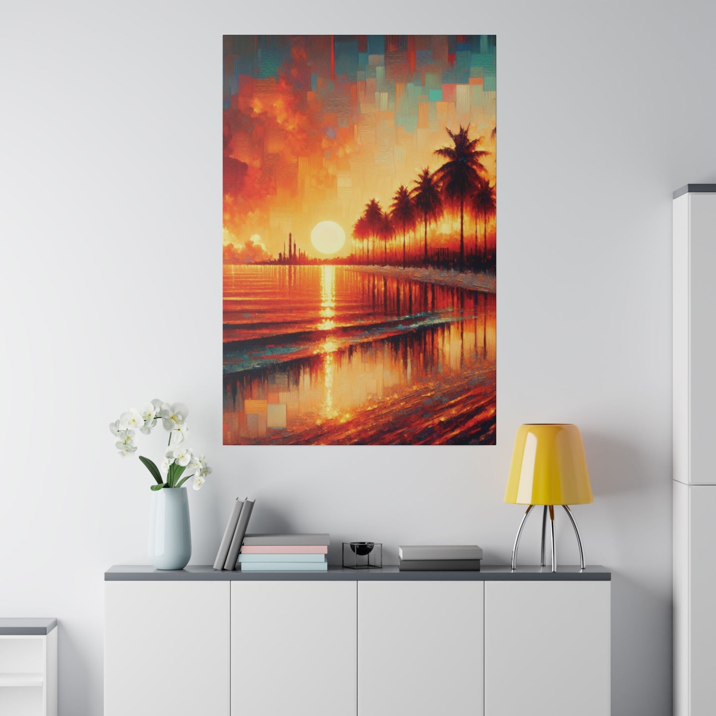 4172M - miami beach art, sunset background, ocean art work, beach art work, sunset designs, miami beach painting, miami beach print