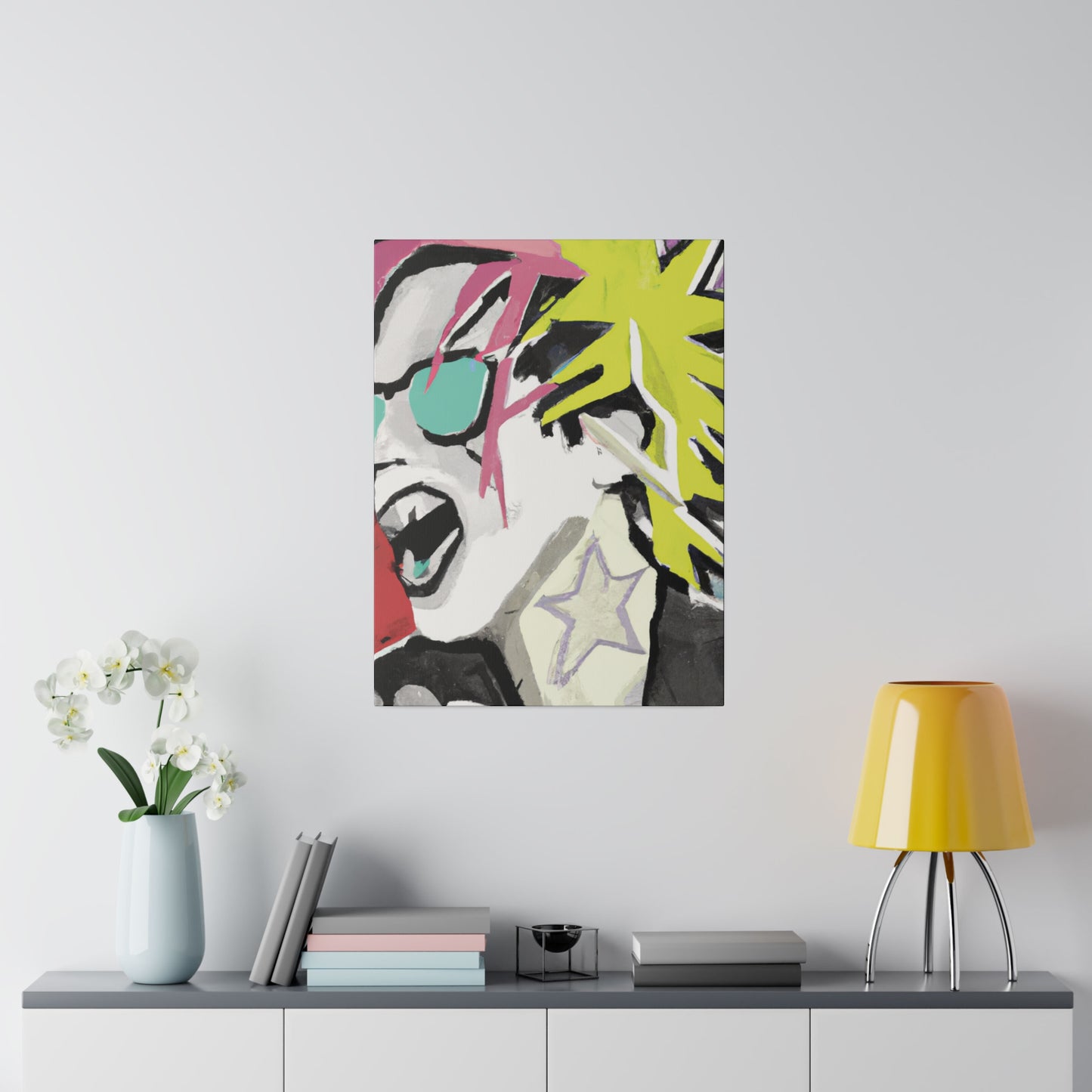 9589K - Rockstar Painting Print | Face | Abstract | Poster | Home Decor | Wall Art | Music Art | Canvas