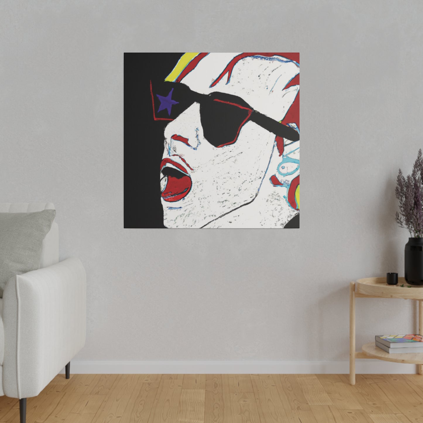 1889X - Rockstar Painting Print | Face | Abstract | Poster | Home Decor | Wall Art | Music Art | Canvas