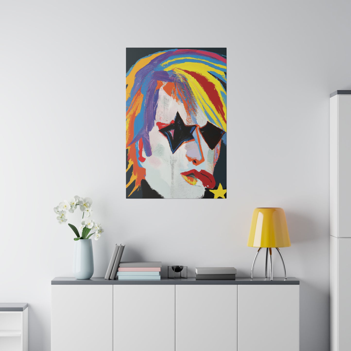 5673A - Rockstar Painting Print | Face | Abstract | Poster | Home Decor | Wall Art | Music Art | Canvas