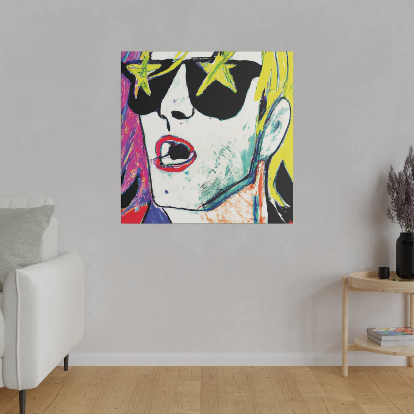 6152H - Rockstar Painting Print | Face | Abstract | Poster | Home Decor | Wall Art | Music Art | Canvas