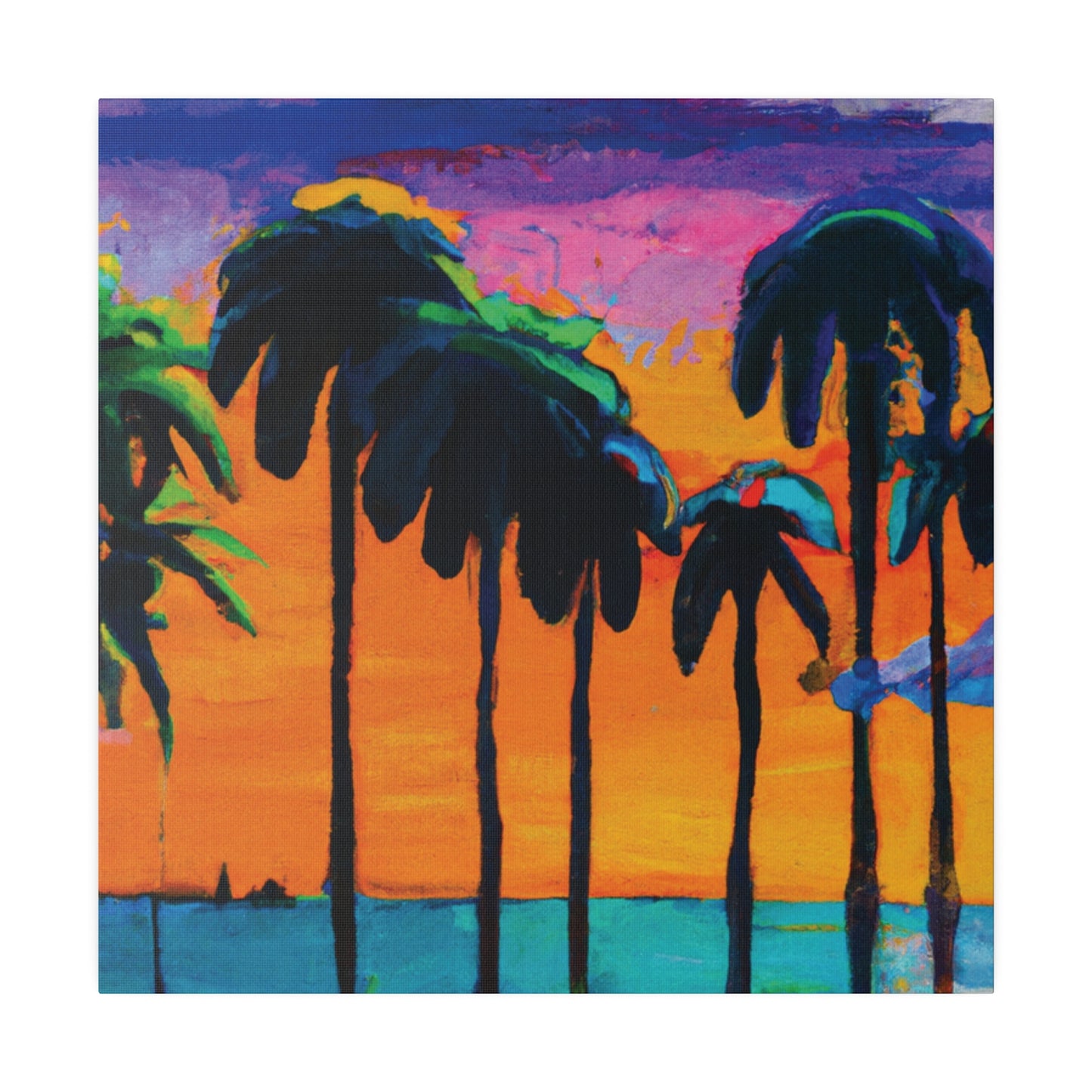 9331M - Miami Beach Sunset Painting Print | Miami | Beach | Sunset | Poster | Home Decor | Wall Art | Canvas