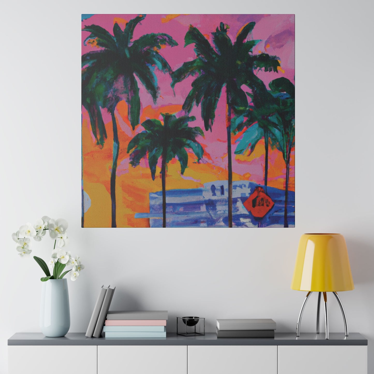 5487P - Miami Beach Sunset Painting Print | Miami | Beach | Sunset | Poster | Home Decor | Wall Art | Canvas