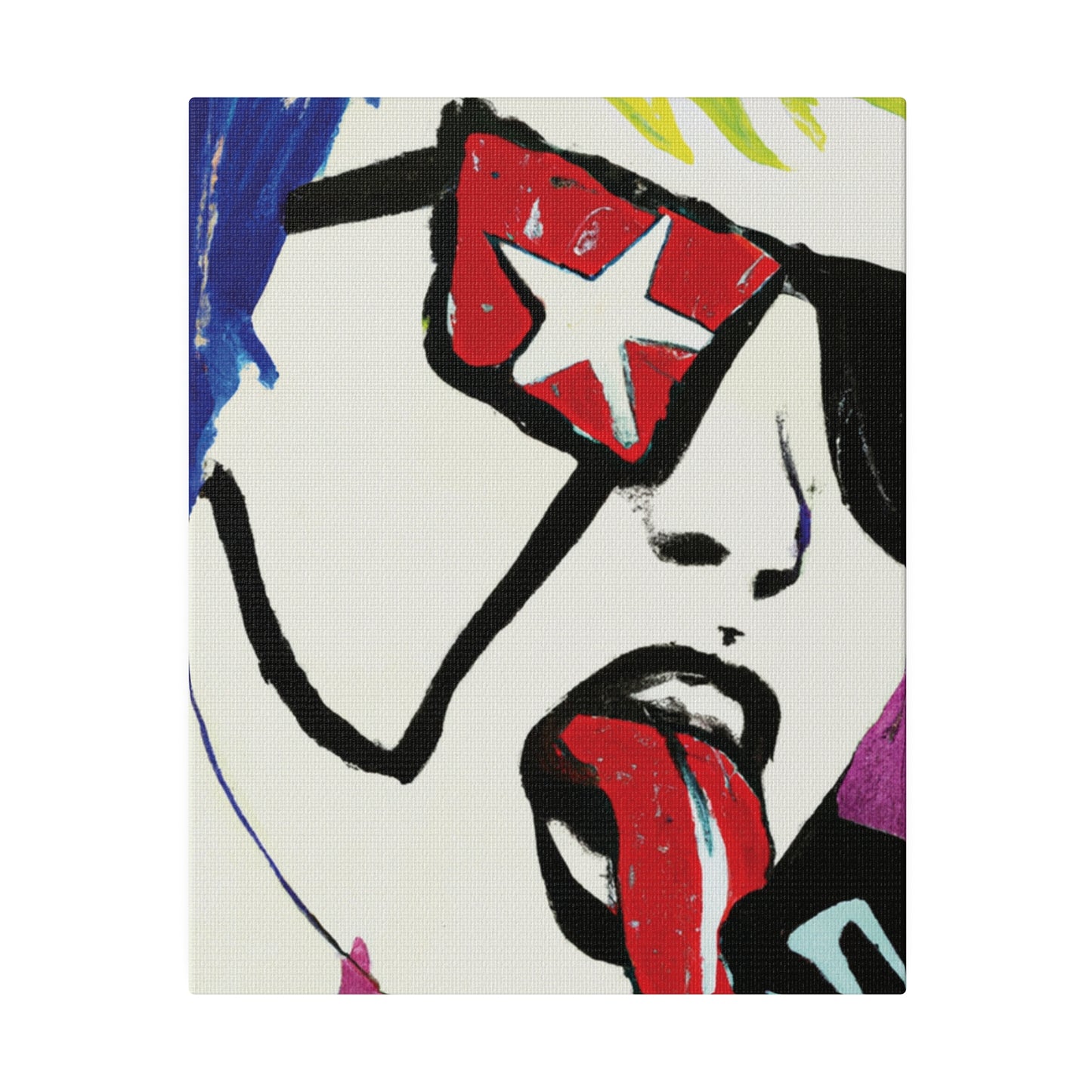 2035C - Rockstar Painting Print | Face | Abstract | Poster | Home Decor | Wall Art | Music Art | Canvas