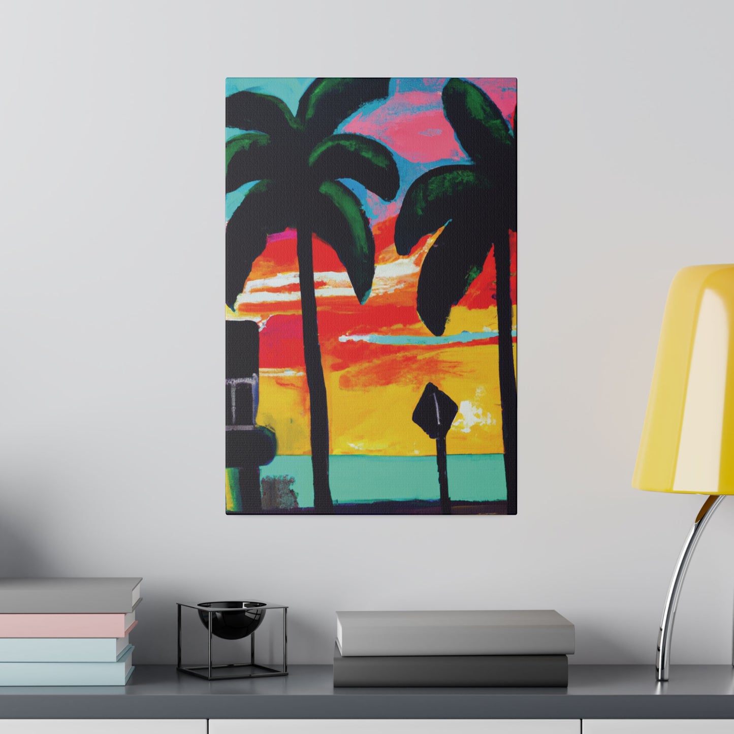 9346Y - Miami Beach Sunset Painting Print | Miami | Beach | Sunset | Poster | Home Decor | Wall Art | Canvas