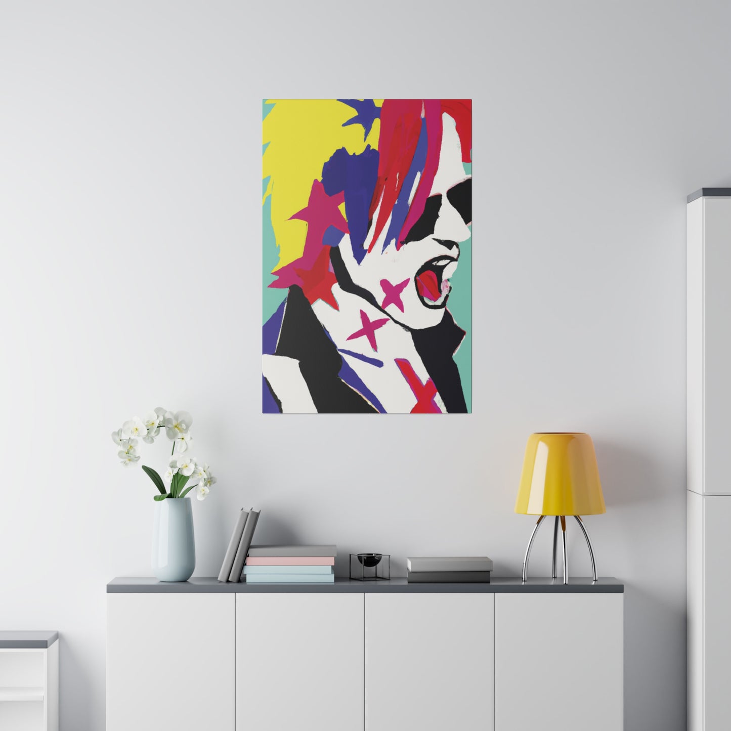 2548K - Rockstar Painting Print | Face | Abstract | Poster | Home Decor | Wall Art | Music Art | Canvas