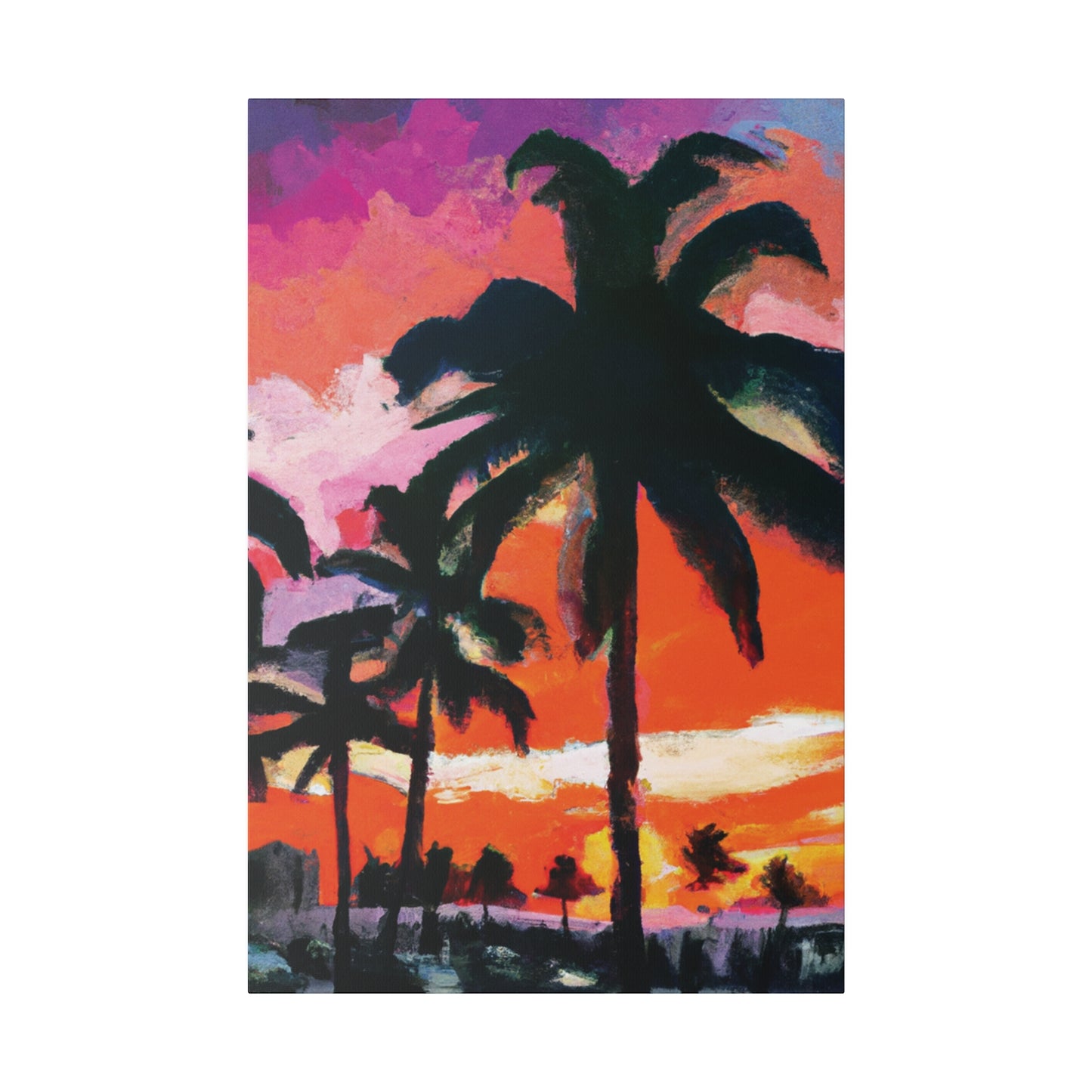 2734M - Miami Beach Sunset Painting Print | Miami | Beach | Sunset | Poster | Home Decor | Wall Art | Canvas