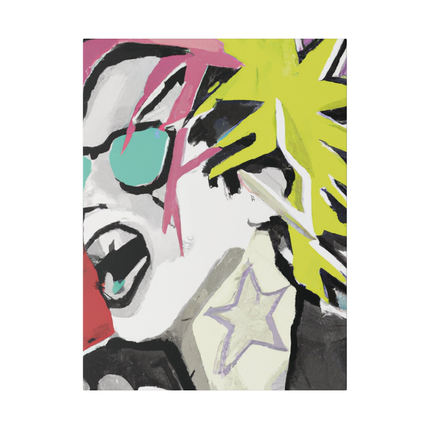 9589K - Rockstar Painting Print | Face | Abstract | Poster | Home Decor | Wall Art | Music Art | Canvas